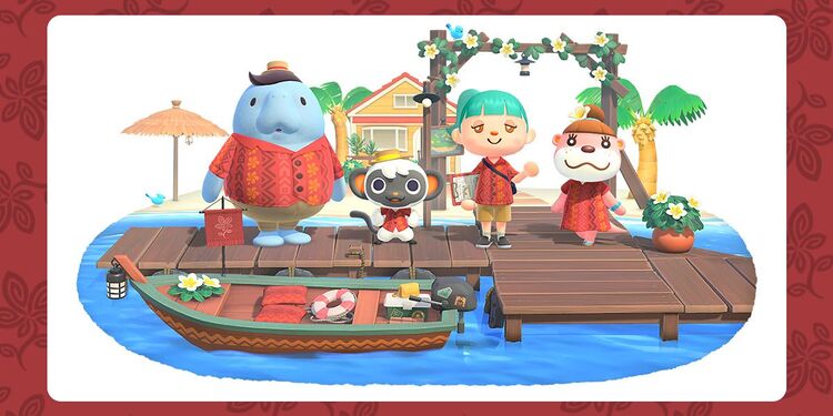 Promotional artwork for Animal Crossing: New Horizons — Happy Home Paradise, shown with the first question in Spring Break Quiz: Which Nintendo Switch Game Location is best?