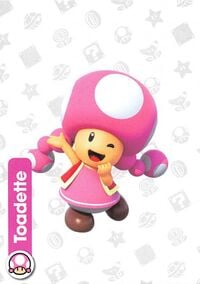 Toadette character card from the Super Mario Trading Card Collection