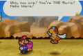 Mario first meeting up with Parakarry in Paper Mario