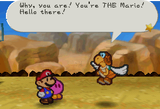 Mario and Bombette meeting Parakarry on Mt. Rugged