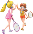 Peach and Daisy high fiving each other