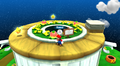 Mario on the roof of Yoshi's House in Super Mario Galaxy 2