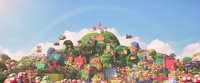 The Mushroom Kingdom in The Super Mario Bros. Movie