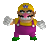 One of Wario's award animations from Mario Kart Wii