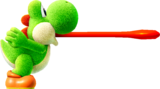 Green Yoshi using his Tongue