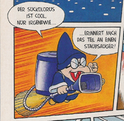 Club Nintendo comic Auf der Suche nach dem Glück!, where Kamek uses the Suckolorus to absorb the color of Yoshi's Island