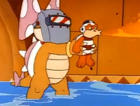 Kootie Pie using a Fire Bro in The Adventures of Super Mario Bros. 3