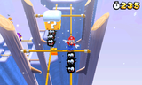 Mario on a tightrope with Fuzzies.