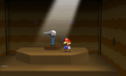Mario near the Hair Dryer Thing in Ice Flow of Paper Mario: Sticker Star.