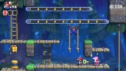 Screenshot of Mystic Forest Plus level 7-5+ from the Nintendo Switch version of Mario vs. Donkey Kong