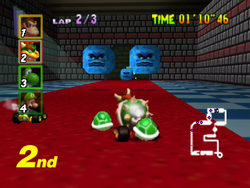 The image for "Bowser's Castle" from Mario Kart 64 on Nintendo Music.