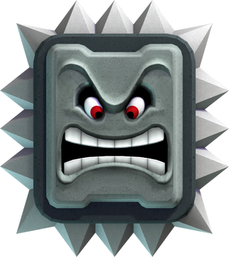 Artwork of a Thwomp from New Super Mario Bros. U