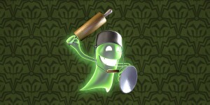 Artwork of a Greenie shown with the results of Luigi's Mansion 2 HD Ghost Personality Quiz.