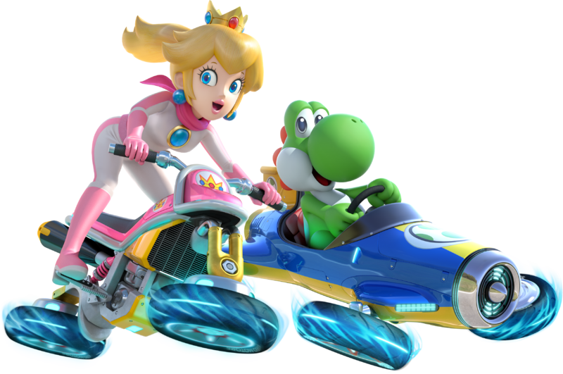 File:Princess Peach and Yoshi - Mario Kart 8.png