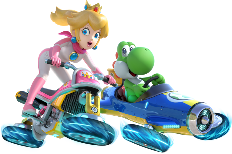 File:Princess Peach and Yoshi - Mario Kart 8.png