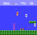 Mario swimming towards two Bloobers in World 7-2