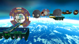 A screenshot of Bowser Jr.'s Fearsome Fleet during the "Bowser Jr.'s Mighty Megahammer" mission from Super Mario Galaxy 2.