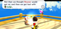 Mario encountering Captain Toad, the leader of the Toad Brigade.