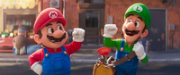 Mario and Luigi share a fist bump before work.