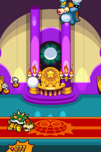 Bowser battling Blizzard Midbus in Mario & Luigi: Bowser's Inside Story