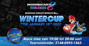 Cover picture of the official Facebook page associated with the Mario Kart 8 Deluxe Seasonal Circuit Benelux - Winter Cup event