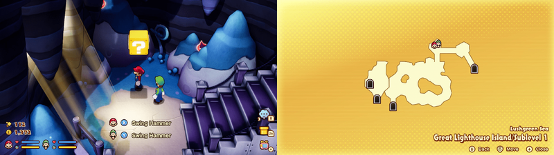 Seventh ? block in the Lushgreen Sea Great Lighthouse Island from Mario & Luigi: Brothership