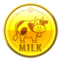 A Moo Moo Meadows Milk gold badge from Mario Kart Tour