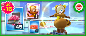 The Tanooki Rosalina Pack from the Peach vs. Bowser Tour in Mario Kart Tour