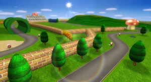View of N64 Mario Raceway in Mario Kart Wii