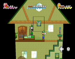 Luigi using Fleep to uncover the Brobot L-type Super Card in Mount Lineland of Super Paper Mario.