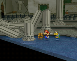 First treasure chest in Rogueport Sewers of Paper Mario: The Thousand-Year Door.