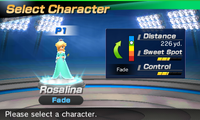 Rosalina's stats in the golf portion of Mario Sports Superstars