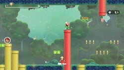 A section of the Dizzy Dash Sprint with Trottin' Piranha Plants from the attraction Mysterious! Maze Race from the game Super Mario Bros. Wonder – Nintendo Switch 2 Edition + Meetup in Bellabel Park