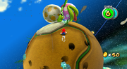 Mario battling Peewee Piranha.