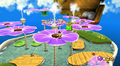 Bee Mario traversing a flowery water planet (from "Bee Mario Takes Flight")