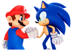 Mario and Sonic shaking hands
