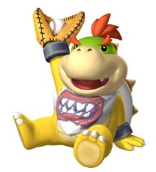Artwork of Bowser Jr. holding a baseball in his glove from Mario Superstar Baseball