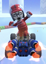 The Red Mii Racing Suit performing a trick.