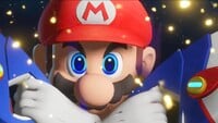 Mario using the Hero Sight Technique in Mario + Rabbids Sparks of Hope