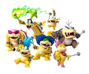 Artwork of the Koopalings holding their magic wands, from New Super Mario Bros. Wii