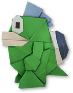 Artwork of an origami Spike in Paper Mario: The Origami King