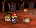 Mario witnesses pigs at Twilight Town.