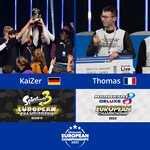Photographs showing the winners of the Splatoon 3 European Championship 2023 (left) and the Mario Kart 8 Deluxe European Championship 2023