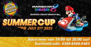 Cover picture of the official Facebook page associated with the Mario Kart 8 Deluxe Seasonal Circuit Benelux - Summer Cup event