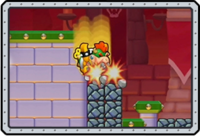 Mini Bowser performing a Bowser Bomb in Mini Mario & Friends: amiibo Challenge