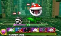 Screenshot of World 8-Tower 2, from Puzzle & Dragons: Super Mario Bros. Edition.