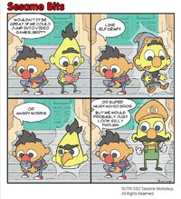 A Sesame Bits comic where Bert is dressed up as Mario