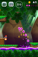 Several Poison Bubbles in their first appearance in Super Mario Run.