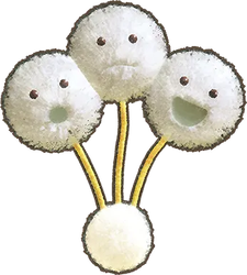 Official artwork of a Scatterpuff in Yoshi and the Mysterious Book