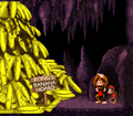 Donkey Kong and Diddy Kong celebrating the recovery of their bananas in their banana hoard